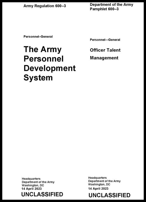 AR 600-3 / DA Pam 600-3 COMBO -Officer Talent Management - BIG
