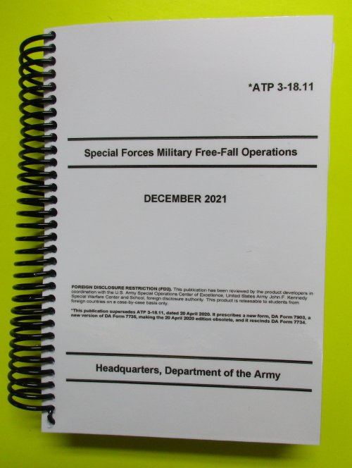 ATP 3-18.11 SF Military Free-Fall Opns - 2021 - BIG size - $17.95 : My ARMY  Publications, Resources for the U.S. Army - field manuals, flashcards, army  training manuals